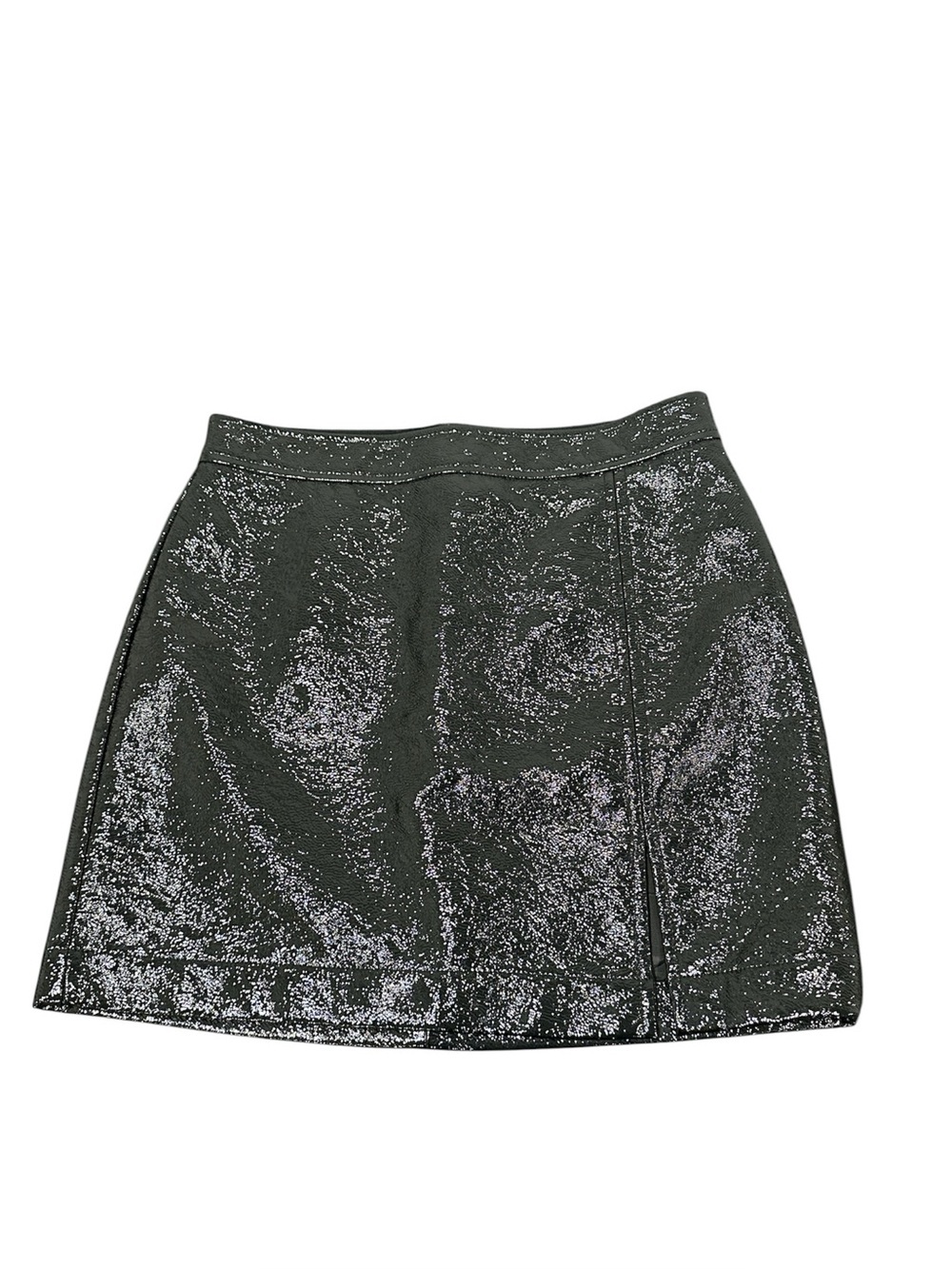 Aritzia Mini Skirt Wilfred Black Crinkled Faux Leather Vinyl Size 4 - Picture 5 of 9